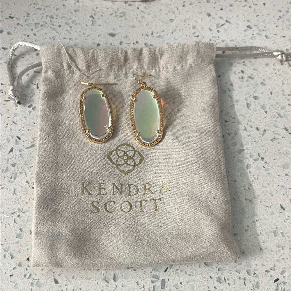 Kendra Scott Elle Rose Gold Drop Earrings in Dichroic Glass